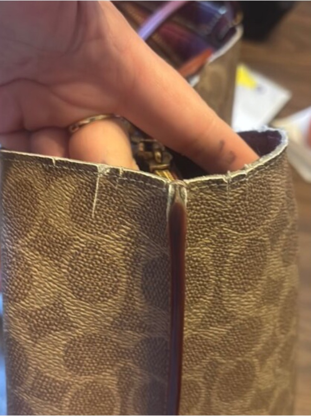 Coach Brown Signature Canvas Tote with Saddle Leather Straps - Picture 13 of 14